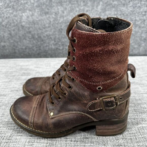 Taos Footwear Crave Combat Boots Womens Sz US 6.5 EU 37 Bordeaux Leather Lace Up - Picture 5 of 16